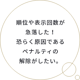 順位や表示回数が急落した！恐らく原因であるペナルティの解除がしたい